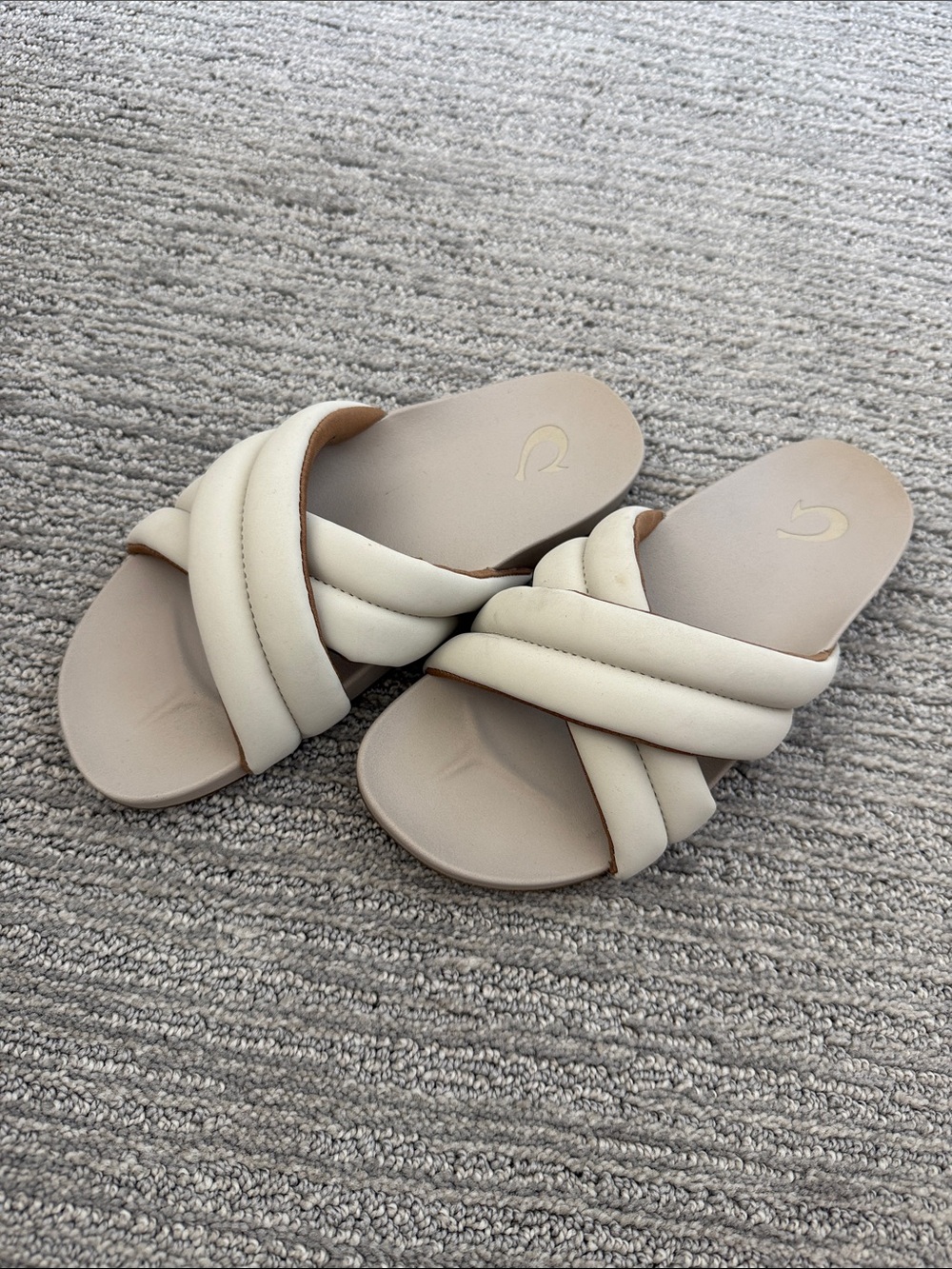 OluKai Women's Braided Slide Sandals in Cream